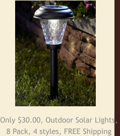 Only $30.00, Outdoor Solar Lights,  8 Pack, 4 styles, FREE Shipping