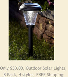 Only $30.00, Outdoor Solar Lights,  8 Pack, 4 styles, FREE Shipping